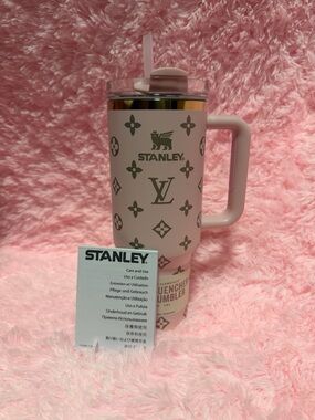 Stanley Pink Logo Travel Tumbler with Handle